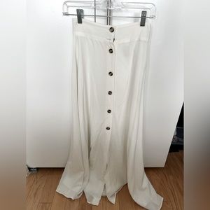 H&M white linen button maxi skirt